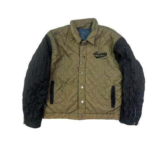 Vtg Arizona Jean Company Denim Jacket Quilted Reversible Stadium Bomber Y2K - Picture 2 of 16